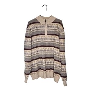 Mens Tasso Elba Cashmere Blend Sweater Size XXL Tan Striped